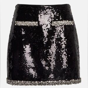 Veronica Beard x Poppy Delevingne Perry NWT $598 Black Sequin Mini Skirt, 6 US
